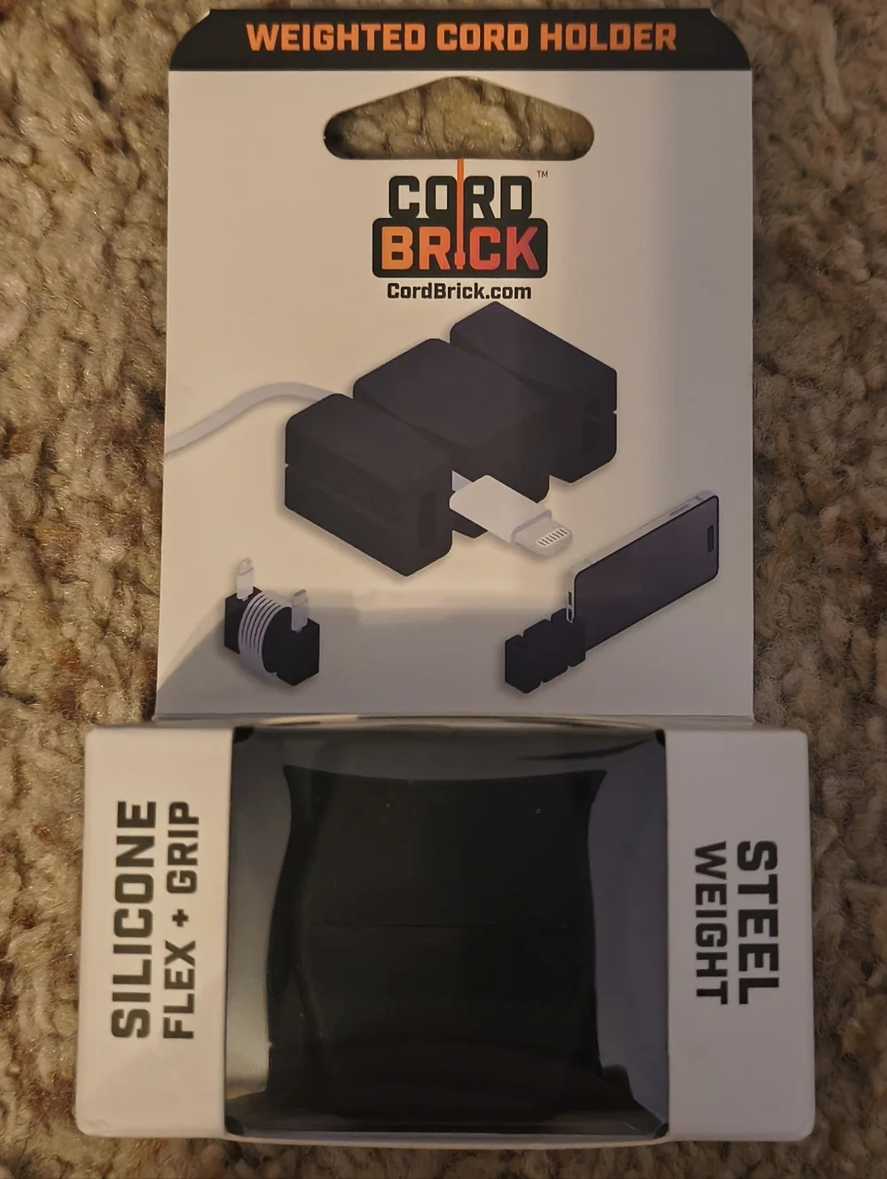 Silicone Weighted Cord Holder - Black